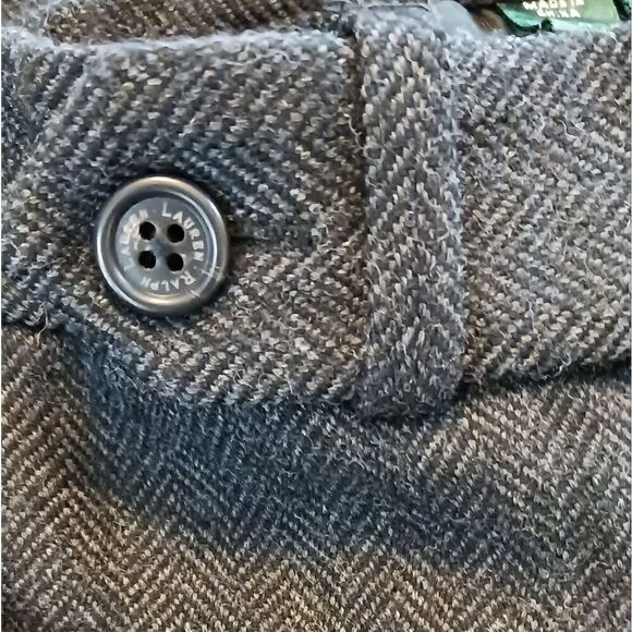 Lauren Ralph Lauren Wool Houndstooth Pants Trousers Charcoal Grey - Picture 7 of 10